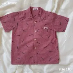 レトロ　ミキハウス 総柄　チェック　シャツ　赤　110