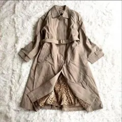 C2149 トレンチコート　ロングコート　裏地ヒョウ柄　ライナー　裏起毛　防寒