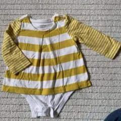 babyGap イエローとホワイトストライプ ボディスーツ 70cm