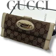 GUCCI グッチ 長財布 キャンバス レザー GG総柄 ベージュ