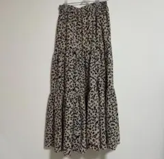 ヒョウ柄ティアードロングスカート