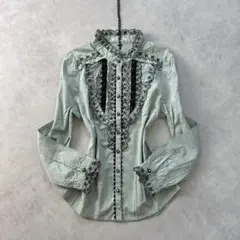 ダークコア ダークコケット シースルー フリルダーク グリーントップス 