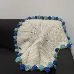 ハンドメイド ブーケブランケット 青いバラ