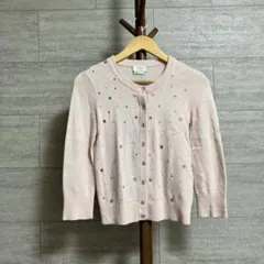 kate spade ビジュー付きカーディガン ピンク系 XSサイズ 長袖