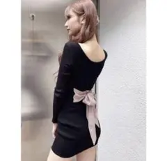 GYDA バックリボンワンピース ブラック