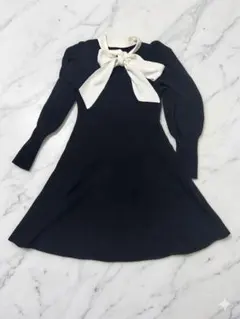 リリーブラウン　2wayリボンAラインニットワンピース