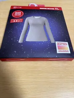 ユニクロ 超極暖 ヒートテック クルーネック 長袖シャツ グレー XLサイズ