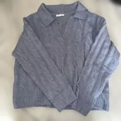 GU 薄紫 ケーブル編み ニット M