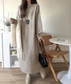 【新品タグ付き】クラシカルエルフ 配色ニットワンピース