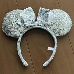東京ディズニーランド　ミニー スパンコール カチューシャ シルバー リボン