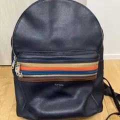 最終値下げ！　ポールスミス　レザー　 マルチストライプ　ネイビー リュック