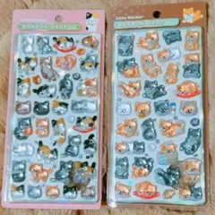 ②正規品　ボンボンドロップシール２種類セット　和柄　和猫ねこネコ＆和犬柴犬いぬ