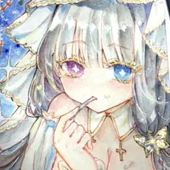 【手描き】オリジナル・アナログ原画 一点物 イラスト 水彩画 ハガキサイズ