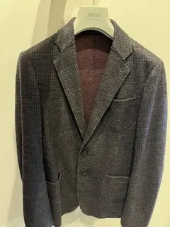 (美品)ARMANI グレー チェック柄 テーラードジャケット