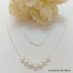 フォーマルにも♡ホワイトパールの2連ロングネックレス
