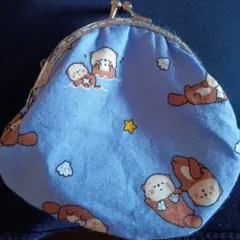 ハンドメイドラッコ柄のイラストがま口