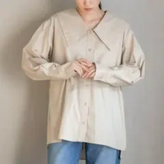 LOWRYS FARM/ビッグカラーブラウス/ベージュ/FREE/長袖/コットン