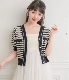 ems excite RETRO GIRL 半袖ニットカーディガン　サマーニットのサムネイル