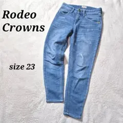 ロデオクラウンズ Rodeo Crowns クラッシュ スキニーデニム ブルー