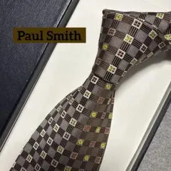 極美品　ポールスミス　ネクタイ　茶色　ドット　シルクジャガード