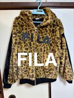FILA ヒョウ柄 フェイクファー素材パーカー