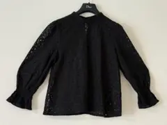 GU キャンディスリーブ 総レースブラウス　ブラック