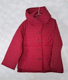&LOVE　QVC　ハートキルティングの軽コート　S　Red系