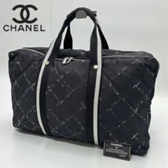 CHANEL シャネル 旧トラベルライン ボストンバッグ ハンドバッグ ブラック