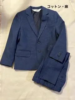 H&Mネイビー フォーマルスーツセット110cm コットン　麻