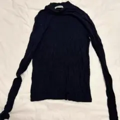 ネイビー フード付き ニットセーター