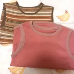 CLOCHE Mayree タンクトップ 2枚セット ボーダー とピンクのサムネイル