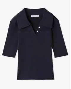 新品未使用☆即完売 SNIDEL スキッパーニットプルオーバー ネイビー ほぼ未使用】SNIDEL♡Sustainableスキッパーニットプルオーバー - メルカリ