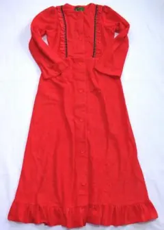 ’70～’80年代♦ジュニア 花型ボタン＆チロリアンテープ仕様・長袖ワンピ良品