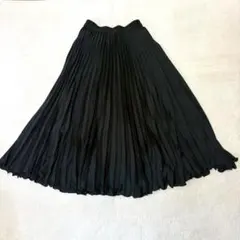 nn1103 イネドクラロ プリーツロングスカート 黒 ウエストゴム 綺麗めのサムネイル