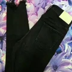 (♱)GYDA BLACK ハイウエスト ラギッドエッジ スキニーデニム
