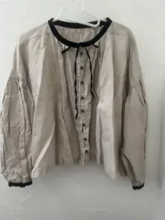 nest robe リネンベージュ リボン付き 長袖シャツ