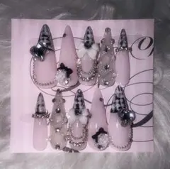 ネイルチップ 韓国 ワンホン ギャル ガーリー ツイード スナ系 量産