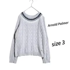 アーノルドパーマー ☆ ライトグレー ケーブル編み ニット L