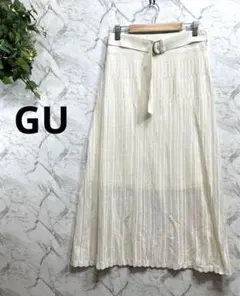 GU レース編みロングフレアースカート M アイボリー Aライン オトナかわいい
