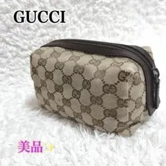 極美品✨GUCCI　グッチ　ポーチ　小物入れ　化粧ポーチ　GG柄 ブラウン