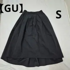 【GU】黒 フレアスカート ゴム入りウエスト S