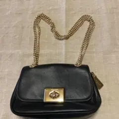 COACH ブラックレザー ショルダーバッグ