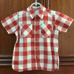 ブランシェス 襟付き 半袖シャツ　120 ブロックチェック　赤