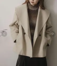 美品 アーバンリサーチ カシミヤウールコクーンコート ライトベージュ