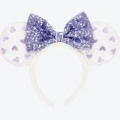 ディズニー ミニーカチューシャ ホワイト パープル スパンコール