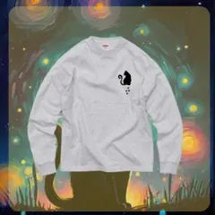 【IOD0250004XL】黒猫 三日月 スウェット　XL ミックスグレー