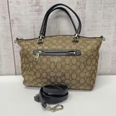 COACH ハンドバッグ ベージュ/ブラック　2wayバッグ