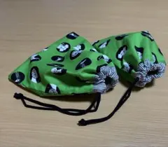 動物柄 緑色 巾着袋 コップ袋　2個セット