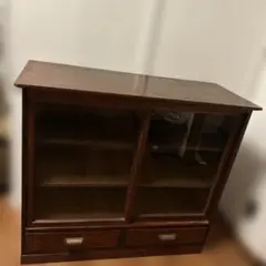 【リペア済み】ガラス食器棚 レトロ　ビンテージ　古家具　古道具　食器棚　本棚