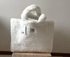 新品 ファー トートバッグ ホワイト 大容量のサムネイル